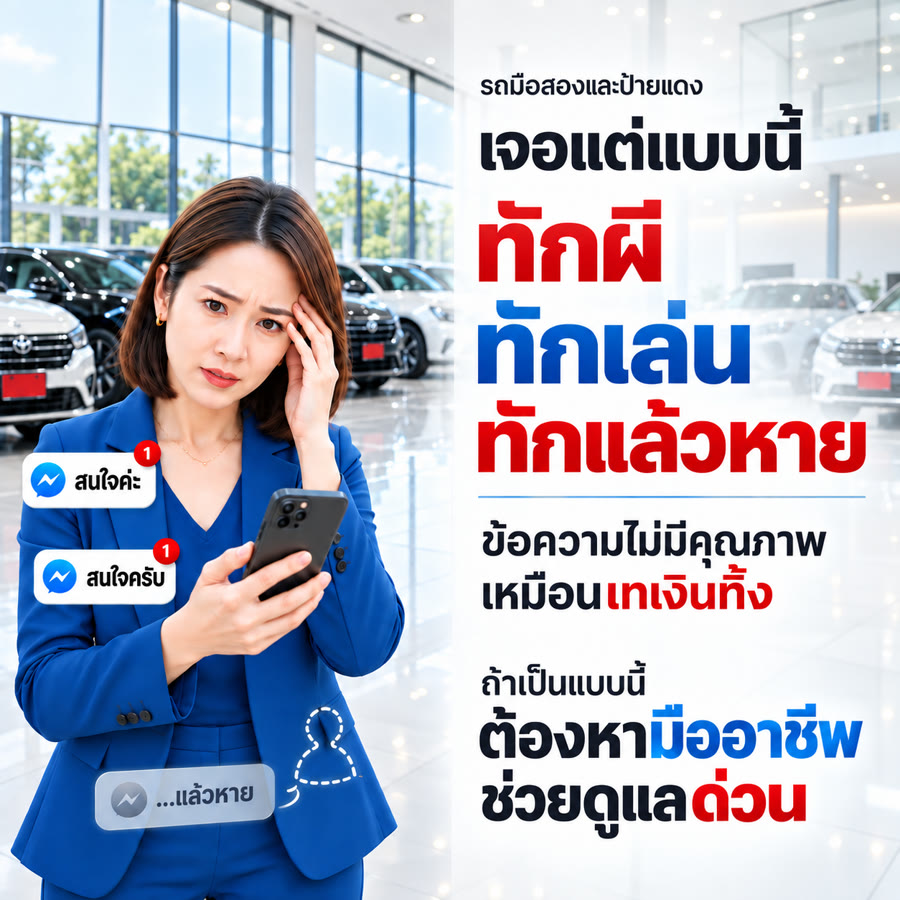 รถมือสอง และป้ายแดง เจอแต่แบบนี้ ทักผี ทักเล่น ทักแล้วหาย - ข้อความไม่มีคุณภาพเหมือนเทเงินทิ้ง